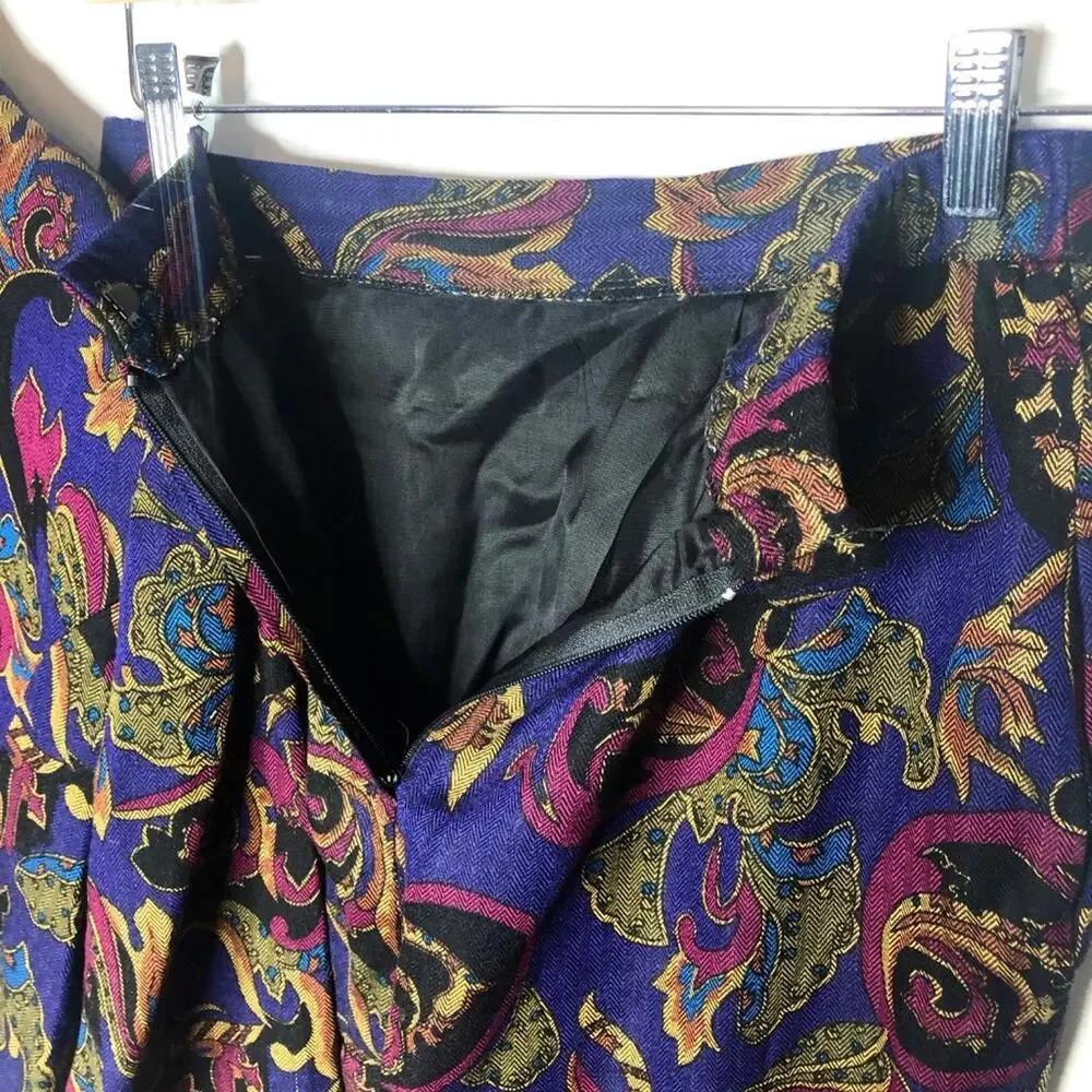 Vintage 1980s Bentley Harris Purple Paisley Skirt Suit